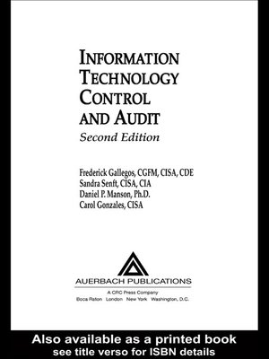 cover image of Information Technology Control and Audit, Second Edition